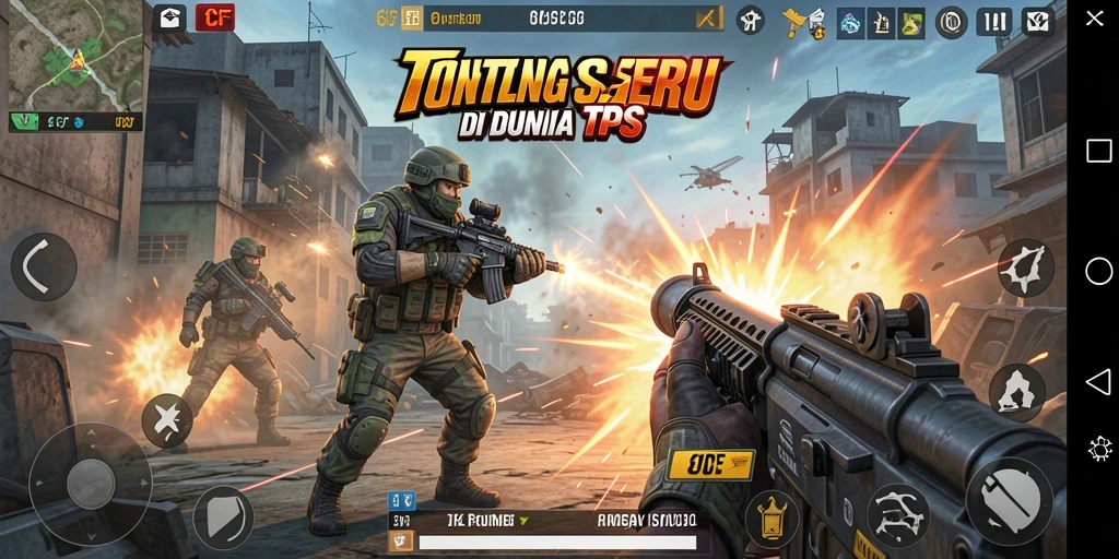 Tampilan gameplay seru di 6CF dengan aksi tembak-menembak yang mendebarkan.
