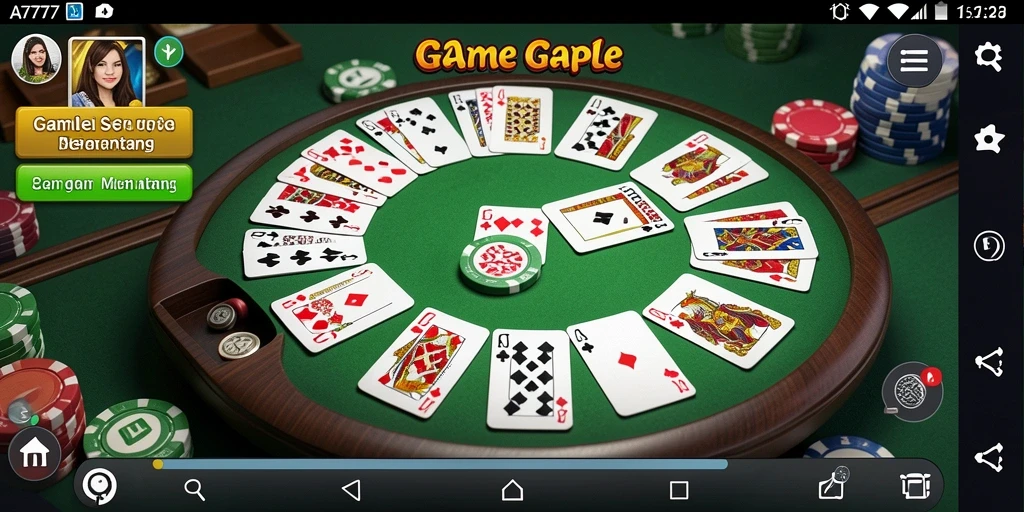 Screenshot A7777 menampilkan momen seru saat bermain Gaple.