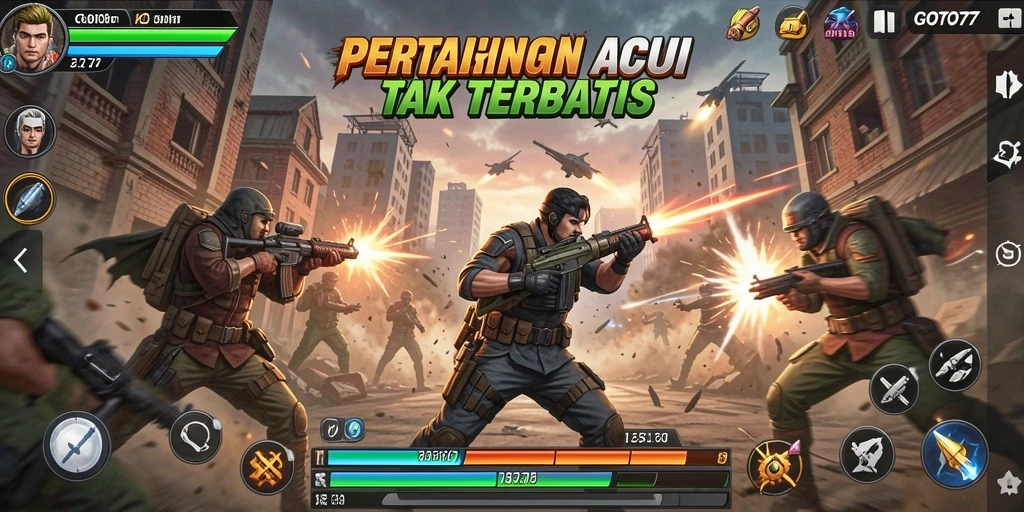Screenshot GOTO77 menunjukkan aksi pertarungan yang mendebarkan.