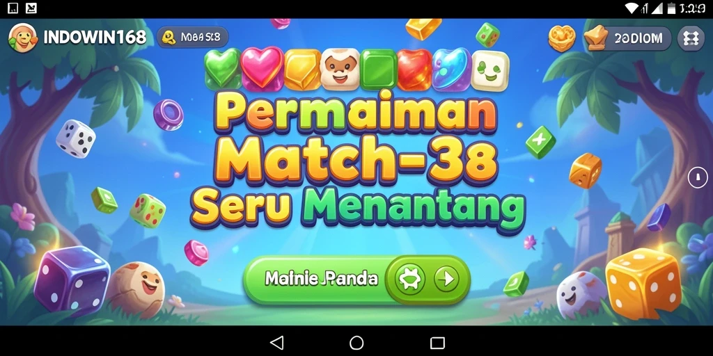 Screenshot gameplay seru INDOWIN168 yang memperlihatkan tantangan Match-3.