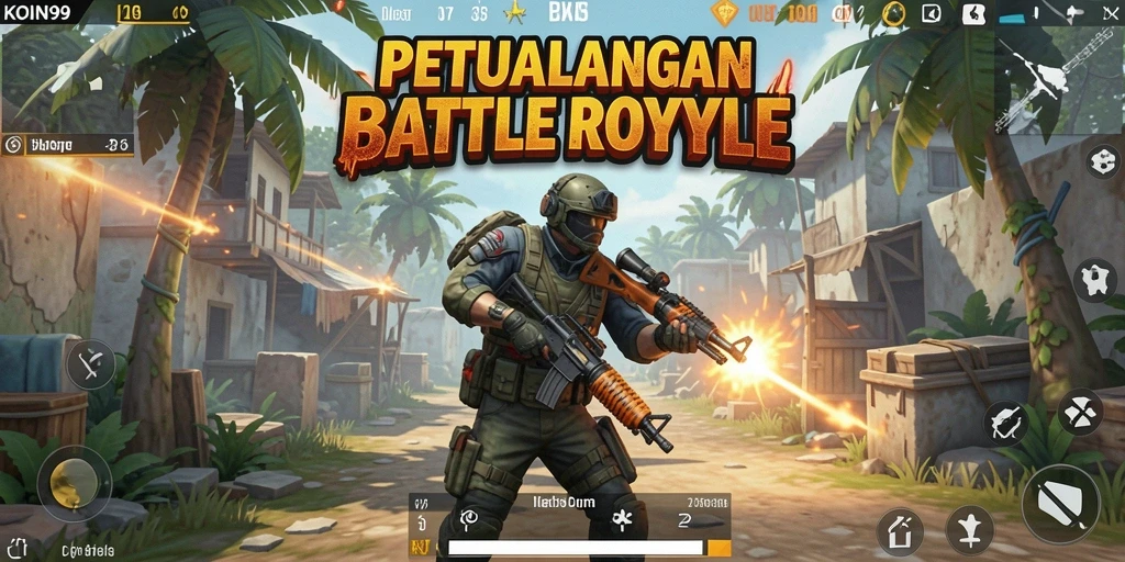 Screenshot KOIN99 menampilkan aksi Battle Royale yang mendebarkan.