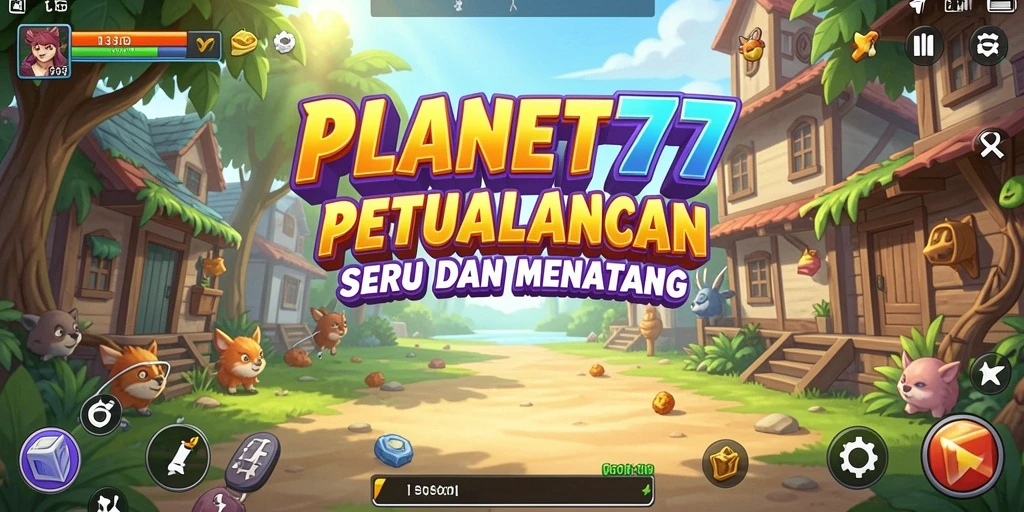 Screenshot menunjukkan aksi seru gameplay arcade di PLANET77.