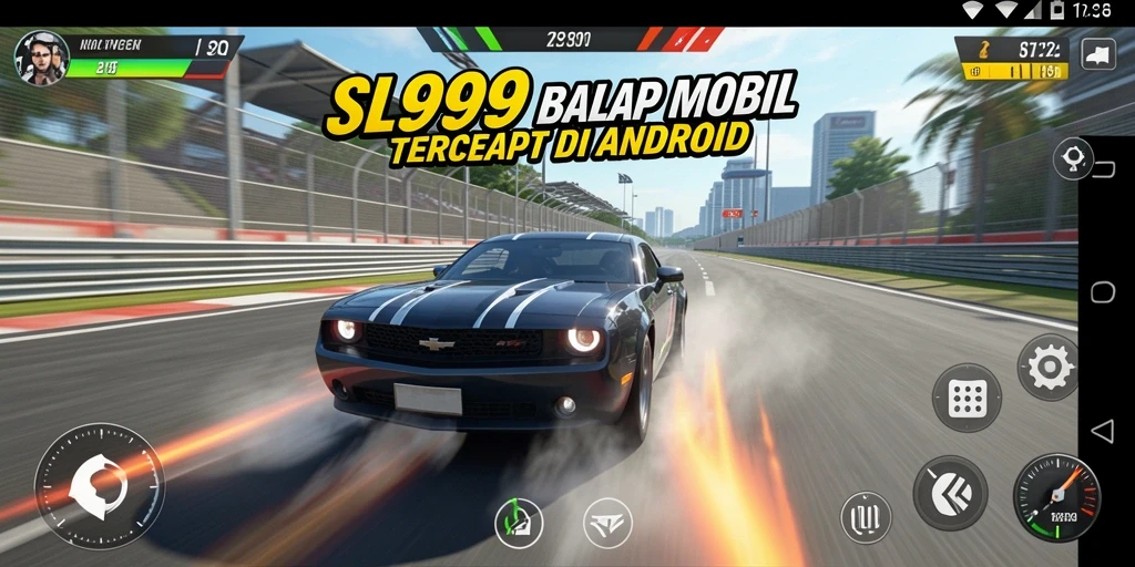 Screenshot gameplay SL999 yang menampilkan balapan mobil seru.