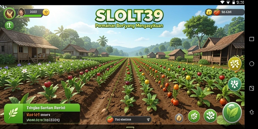 Tampilan screenshot utama SLOT39 menunjukkan kebun yang subur dengan berbagai tanaman.